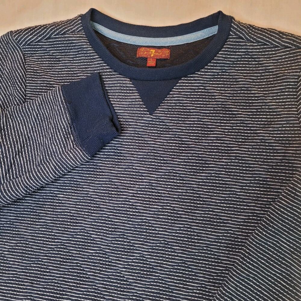 7 For All Mankind Sweater Small Pullover Textured Pattern Blue